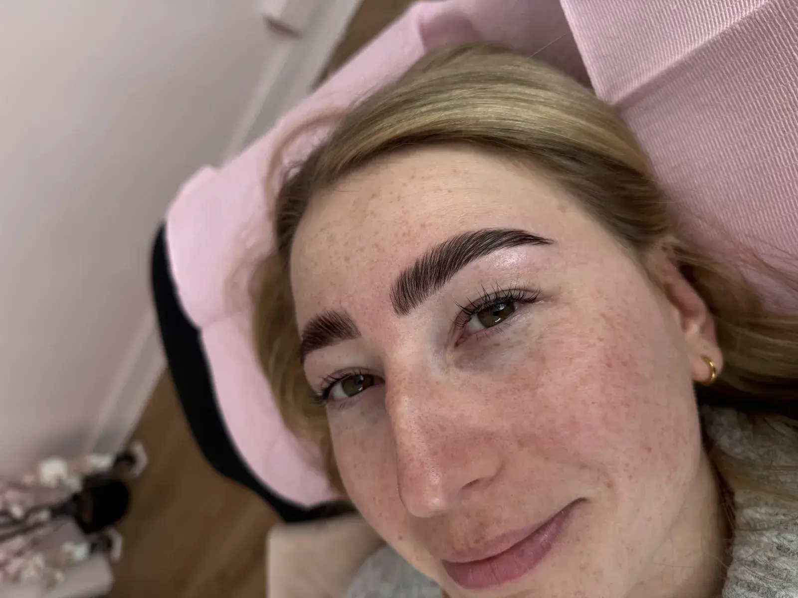 Client brow lamination and lash lift result