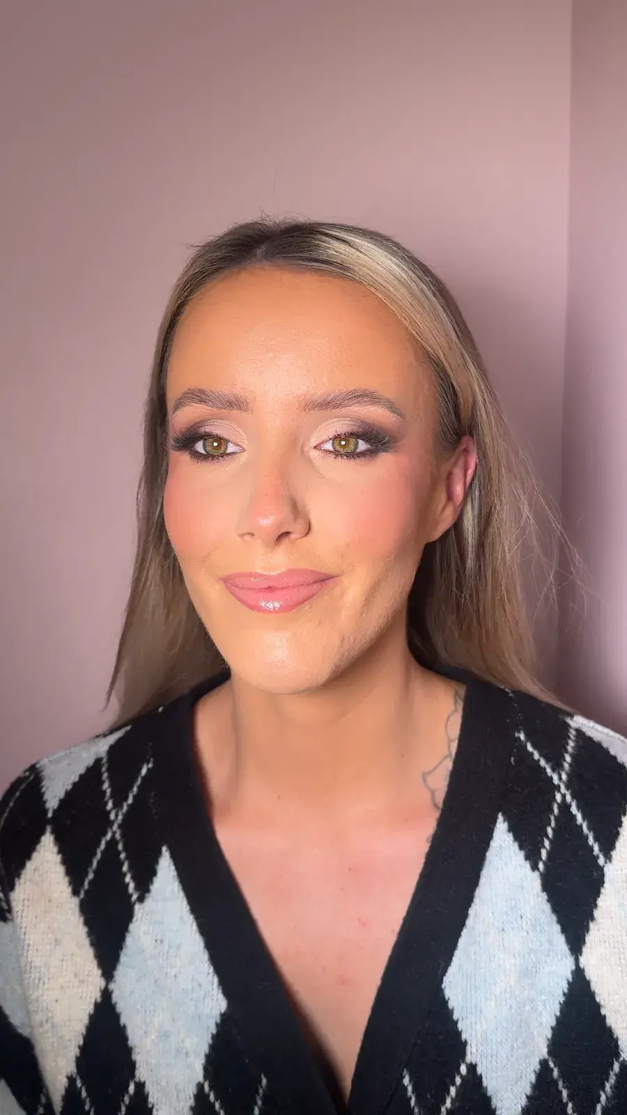 Full makeup look on a client at House of Doll Studios