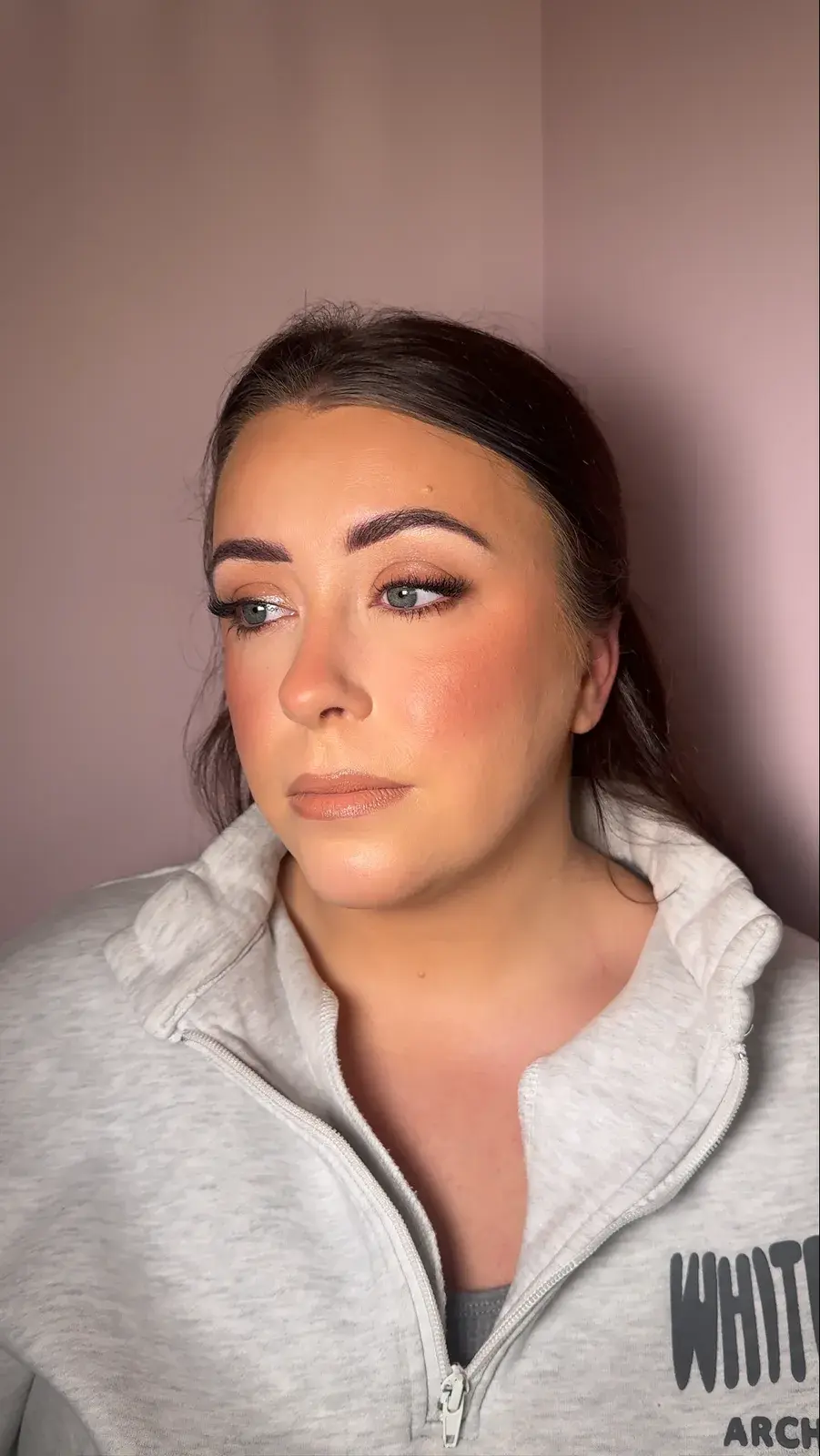 Soft glam makeup look in the House of Doll studio